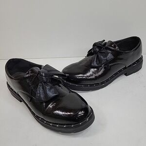 Jenny‎ Fairy Black Patent Bow Loafers Flats Size 8 Studded Slip On Shoes